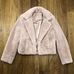 BlankNYC faux fur cropped jacket rose size XS